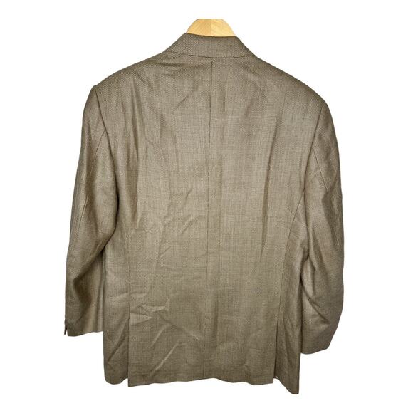 Calvin Klein Men's 40R Wool Silk Blazer 2 Button Jacket Tan Khaki Sportcoat EUC! - Picture 3 of 8